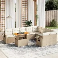 Set Divano da Giardino 10 pz con Cuscini Beige in Polyrattan 3271912