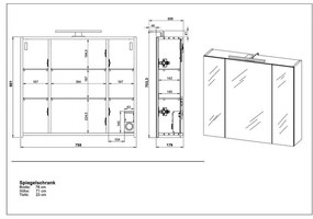 Mobile bagno bianco con specchio 76x71 cm - Germania