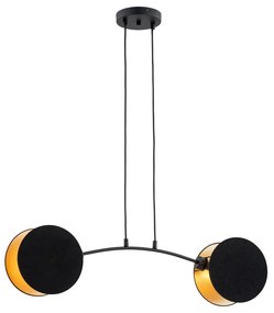 Lampada A Sospensione 2 Luci Moderna Nut In Acciaio Nero E Oro