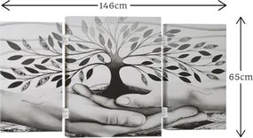 Quadro TRIS moderno su tela 65x146 cm telaio in legno tema Albero Della Vita