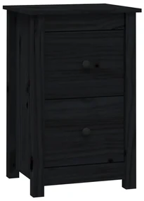 Comodino nera 40x35x61,5 cm in legno massello di pino