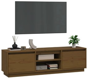 Mobile porta tv miele 140x35x40 cm in legno massello di pino
