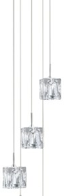 Lampadario Contemporaneo Ice Cube Acciaio Cromo Vetro Trasparente Led 5,2W 3000K