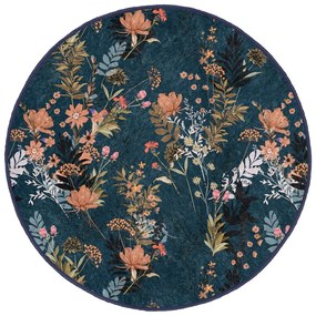 Tappeto rotondo lavabile blu scuro adatto per aspirapolvere robot ø 100 cm Comfort - Mila Home