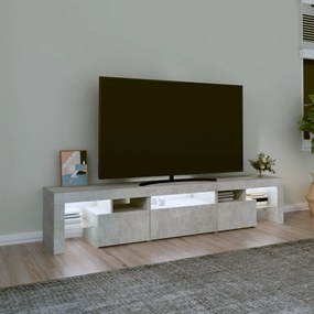 Mobile porta tv con luci led grigio cemento 200x36,5x40 cm