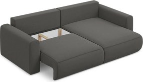 Divano angolare grigio scuro allungabile/con contenitore (con penisola a destra/con chaise lounge) con rivestimento in velluto Kapua – Makamii