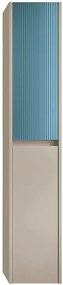 Colonna per mobile bagno Niwa 2 ante P 27 x L 30 x H 160 cm laccato opaco sabbia con vetro blu pacifico cannettato