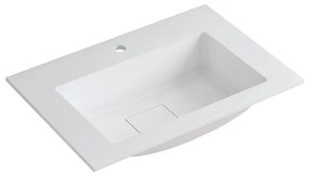 Lavabo integrale a incasso rettangolare L 60.5 x H 14.4 x P 46 cm in resina bianco lucido