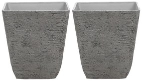 Set di 2 vasi quadrati per interno ed esterno grigio 49 x 49 x 53 cm DELOS Beliani