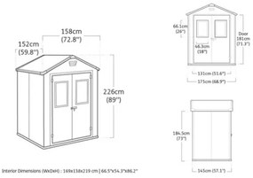 Casetta Da Giardino In Resina 185x152x226H Cm Manor 6x5 Nero Keter Finestre Frontali