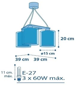 Dalber D-41344 - Lampadario per bambini PLANETS 3xE27/60W/230V