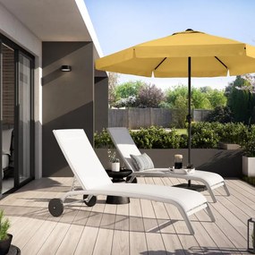 Ombrellone a palo centrale grigio Avea NATERIAL con telo esagonale giallo L 296 x P 296 x H 247 cm
