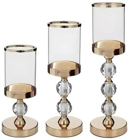 Set da 3 portacandele dorati