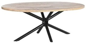 Tavolo da Pranzo DKD Home Decor Naturale Nero Metallo Legno di mango 200 x 100 x 76 cm