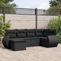 Set Divano da Giardino 6 pz con Cuscini Nero in Polyrattancod mxl 88359