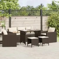 Set Divano da Giardino 6 pz con Cuscini Marrone in Polyrattan 3213550