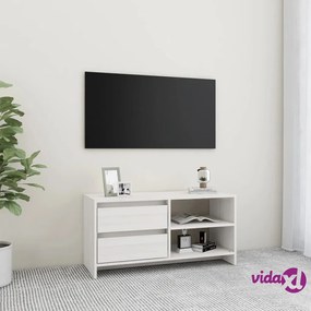 vidaXL Mobile Porta TV Bianco 80x31x39 cm in Legno Massello di Pino