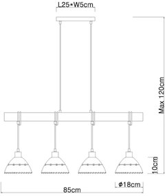 Globo 15442-4H - Lampadario su filo REX 4xE27/60W/230V