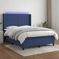 Letto a Molle con Materasso e LED Blu 140x200 cm in Tessuto 3138403