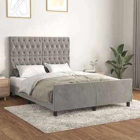 Giroletto Senza Materasso Grigio Chiaro 140x200 Cm Velluto /