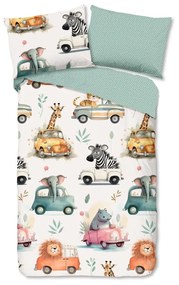 Set copripiumino e federa da bambini verde/beige in cotone per letto singolo 140x200 cm Gogo – Good Morning