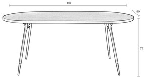 Tavolo da pranzo con piano in frassino 90x180 cm Denise - White Label