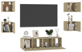 Set mobile porta tv 6 pz rovere sonoma in truciolato