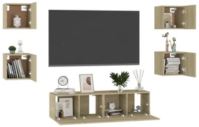 Set mobile porta tv 6 pz rovere sonoma in truciolato