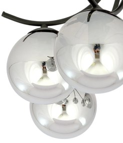 Plafoniera Moderna 4 Luci Coeo In Acciaio Nero E Diffusori In Vetro Fumè