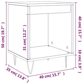 Comodini 2pz Rovere Marrone 40x35x50 cm in Legno Multistrato