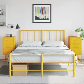 Comodini 2 Pz Giallo Senape 36x39x78 Cm İn Acciaio /