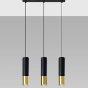 Sollux SL.0954 - Lampadario a sospensione con filo LOOPEZ 3xGU10/10W/230V nero/oro