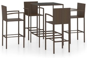 Set da bar da giardino 5 pz in polyrattan marrone