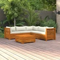 Set Divani da Giardino 6 pz con Cuscini in Massello di Acacia cod mxl 42782