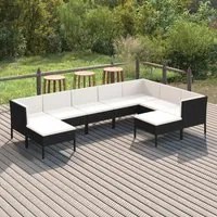 Set Divani da Giardino 9 pz con Cuscini in Polyrattan Nero cod mxl 38362