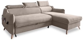 Divano letto angolare in velluto beige (angolo destro) Sweet Harmony - Miuform