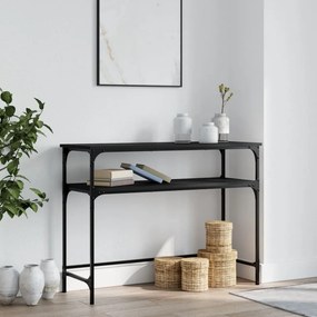 Tavolino Consolle Nero 100x35,5x75 Cm İn Legno Multistrato /
