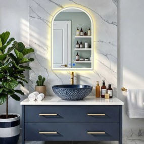 Specchio irregolare con retroilluminazione LED – 60x90/70x100 cm con cornice in alluminio argento