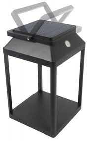 Lanterna Portatile Ricaricabile Solare e USB Nera Dimmerabile