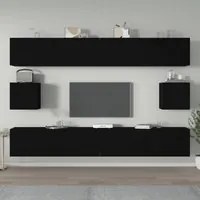 Set Mobili Porta TV 6 pz Nero in Legno Multistrato 3114367