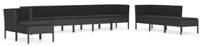 Set divani da giardino 10 pz con cuscini in polyrattan nero