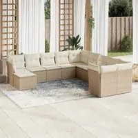 Set Divani da Giardino 11 pz con Cuscini Beige in Polyrattancod mxl 89528