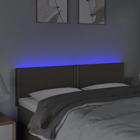 Testiera a led tortora 144x5x78/88 cm in tessuto
