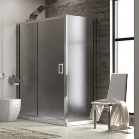 Kamalu - Cabina doccia 150x80 ad angolo laterale fisso 80cm vetro opaco altezza 180cm K410NS