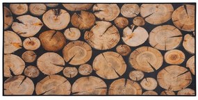Tappeto a pelo corto marrone trama legno 80 x 150 cm KARDERE Beliani