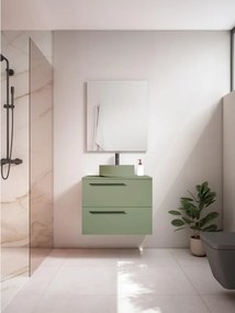 Mobile da bagno sospeso sotto lavabo L 70 x H 55 x P 39.5 cm verde laccato opaco, 2 cassetti VISOBATH Mia