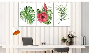 Quadro  Red Hibiscus (3 Parts)  Colore Bianco, Dimensioni e Misure 120x60