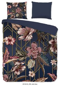 Set copripiumino e federa blu scuro in microfibra per letto matrimoniale ed esteso 200x220 cm Jos – Good Morning