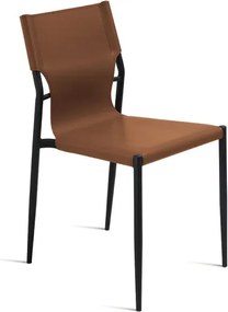 Sedia in simil cuoio Marrone con struttura in metallo Nero SVEVA 2 sedie