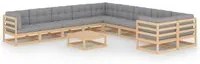 Set Divani da Giardino 11 pz con Cuscini Legno Massello di Pino 3077059